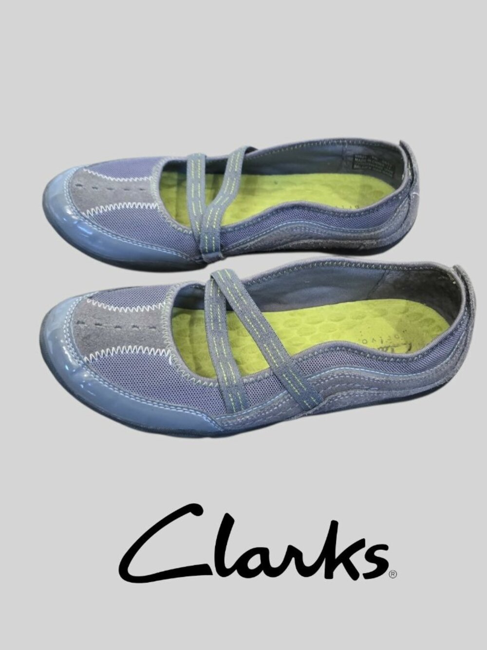 Clarks Gray Leather Slip On Comfort Mary Jane Loafer Casual Shoes Womens 7M
